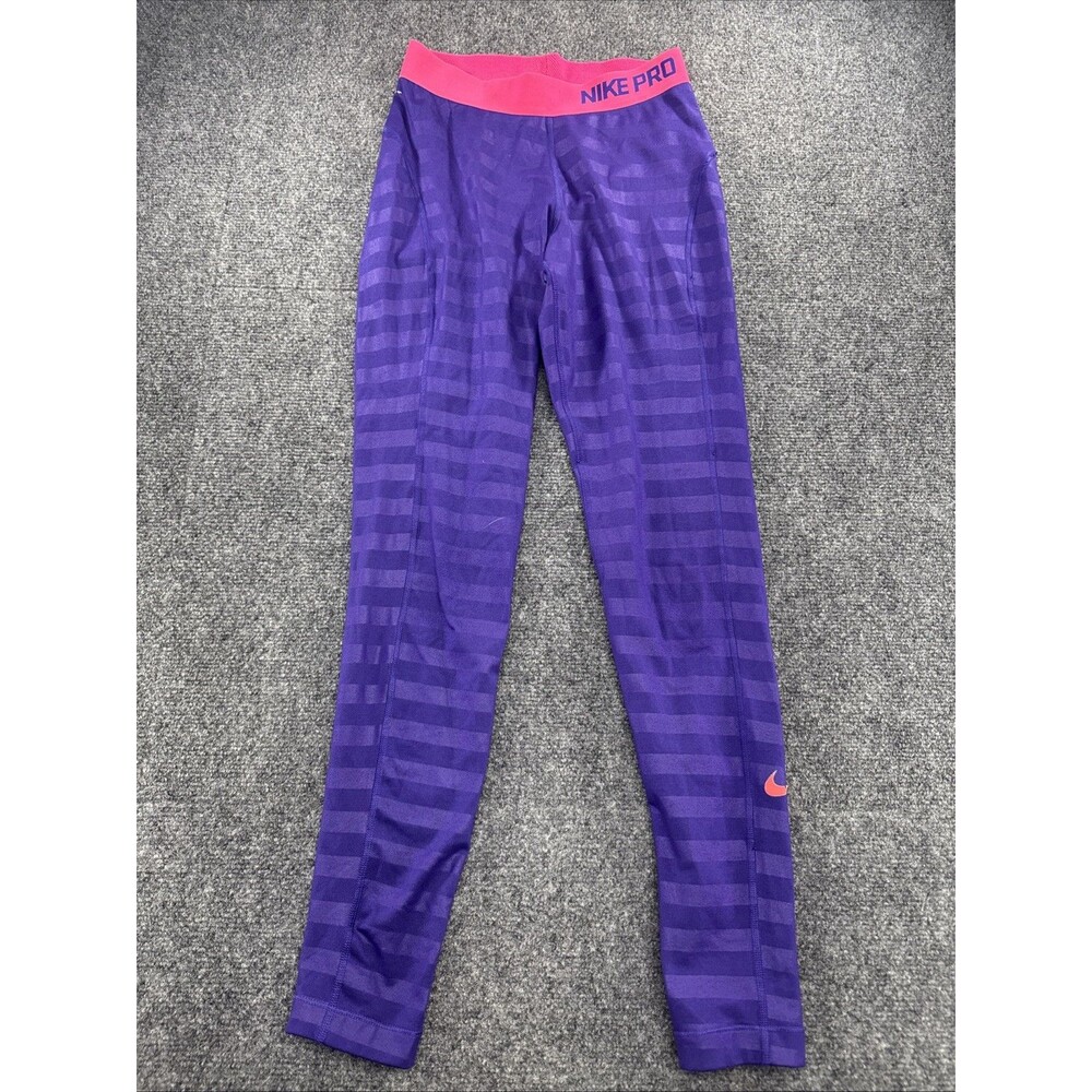 Nike Pro Dri-FIT Women’s Leggings Size S Purple Pink Striped Training